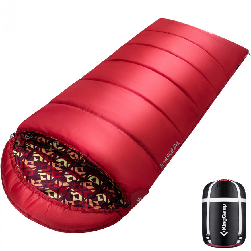 Спальный мешок Superior 400L -18, красный, левый King Camp